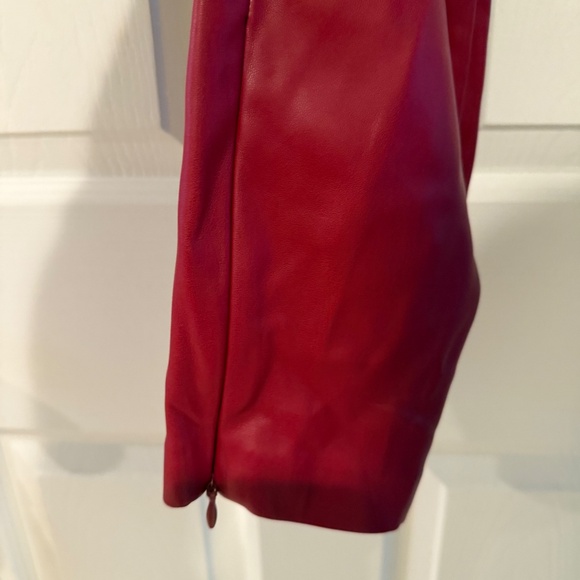 Zara Faux Leather Red Pants with Side Ankle Zippers Womens Size M - Picture 12 of 13
